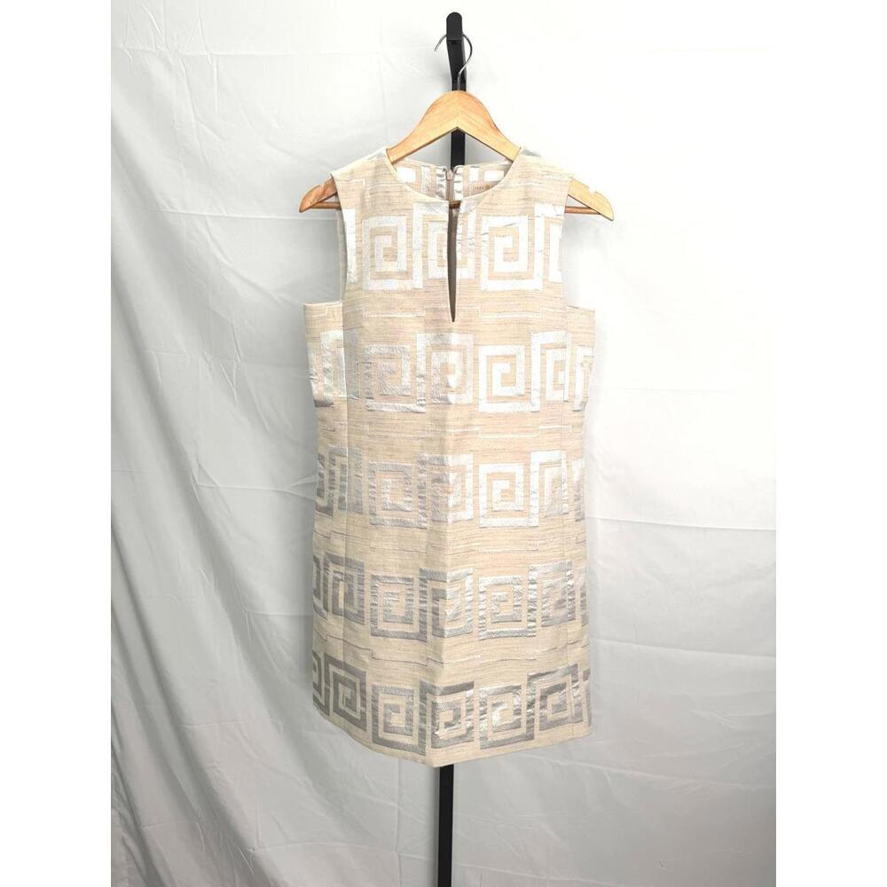 Tory Burch Cream Metallic Patterned Shift Dress